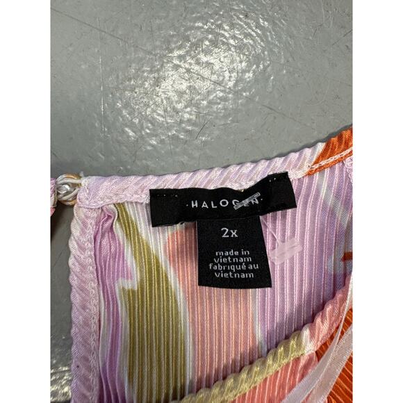 Halogen Pleated Floral Blouse 2X Retro Spring Top Y2K - Picture 2 of 10